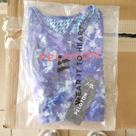 PELOTON Moves High Neck Sports Bra Medium Impact Crossback Women's Size S Blue - Picture 3 of 4